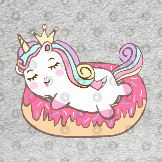 cute unicorn lies on donut by Dhme